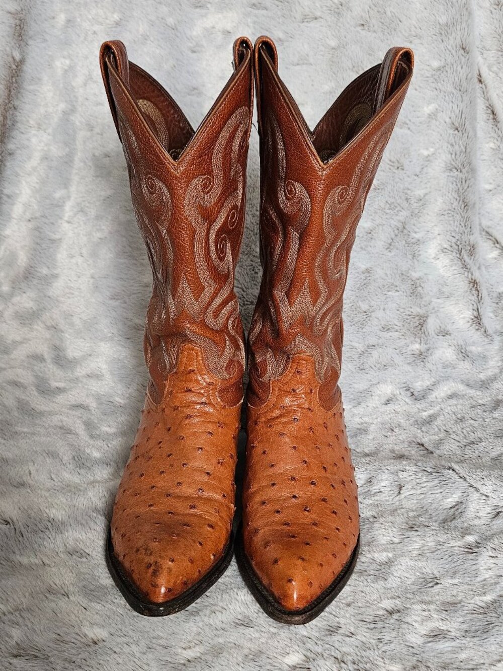 TONY LAMA FULL QUILL OSTRICH MEN'S 9EE  {1013-1}